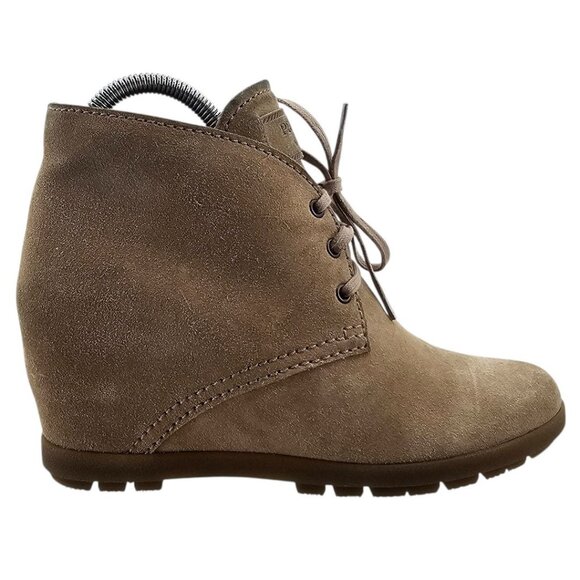 Prada Womens 39 Linnea Rossa‎ Desert Wedge Suede Ankle Booties - Picture 3 of 16